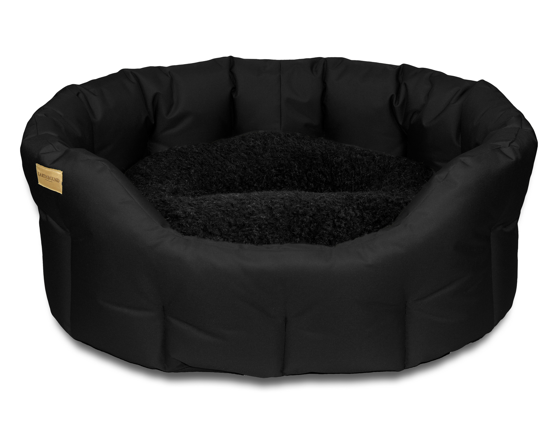 Classic Round Waterproof Dog Bed Black Earthbound UK