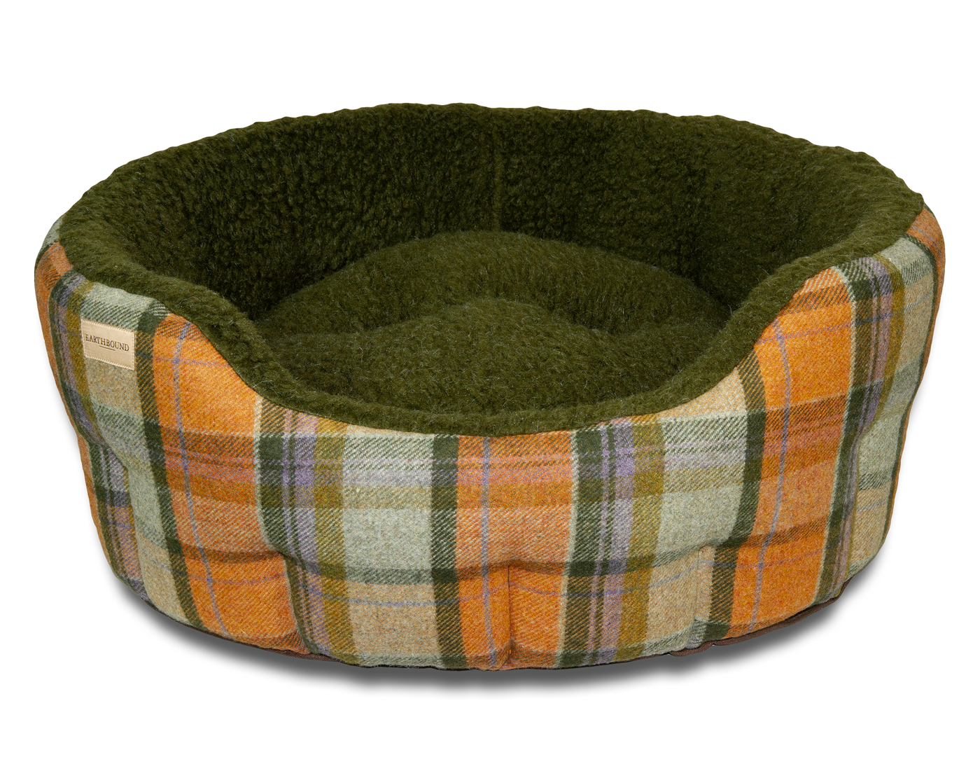 Round Traditional Tweed Bed Orange Check