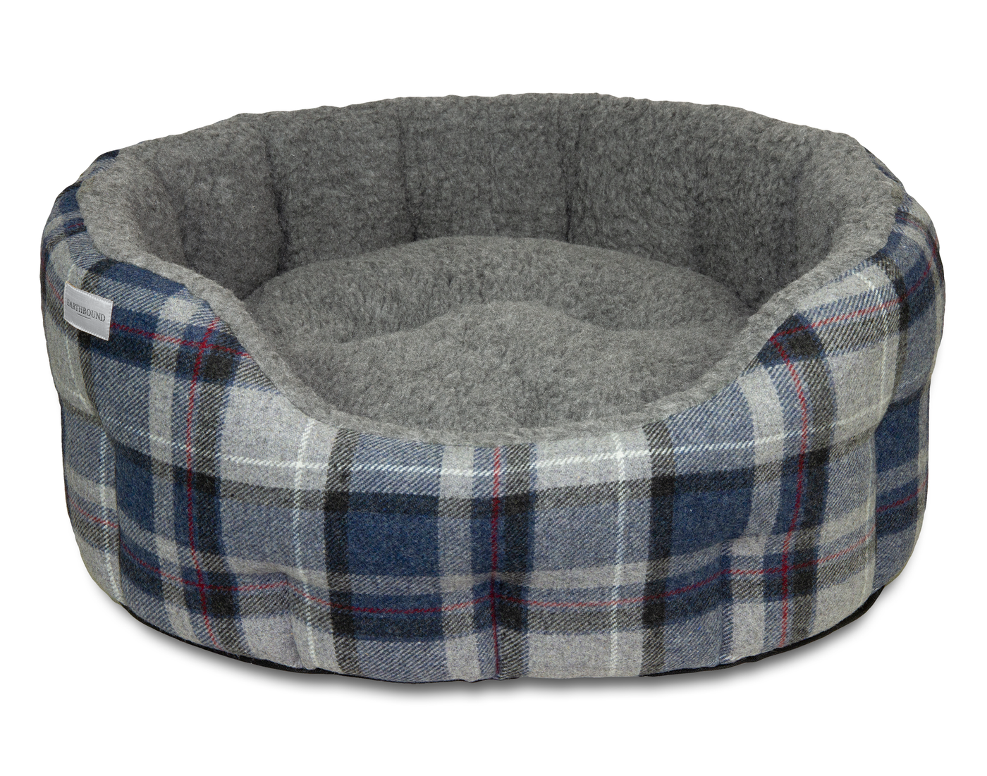 Round Traditional Tweed Bed Grey Check
