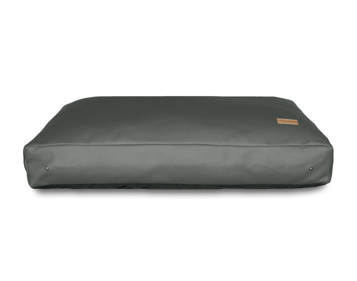 Box Cushion Faux Leather Slate Grey