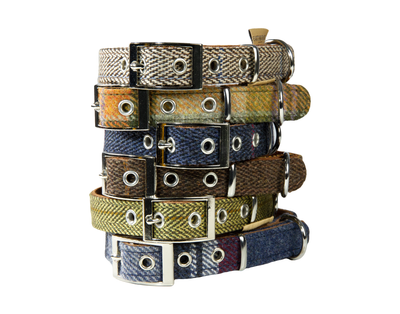 tweed dog collars stacked
