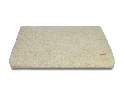 Dog crate mat with removable sherpa cover beige