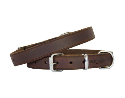 Brown soft country leather dog collar