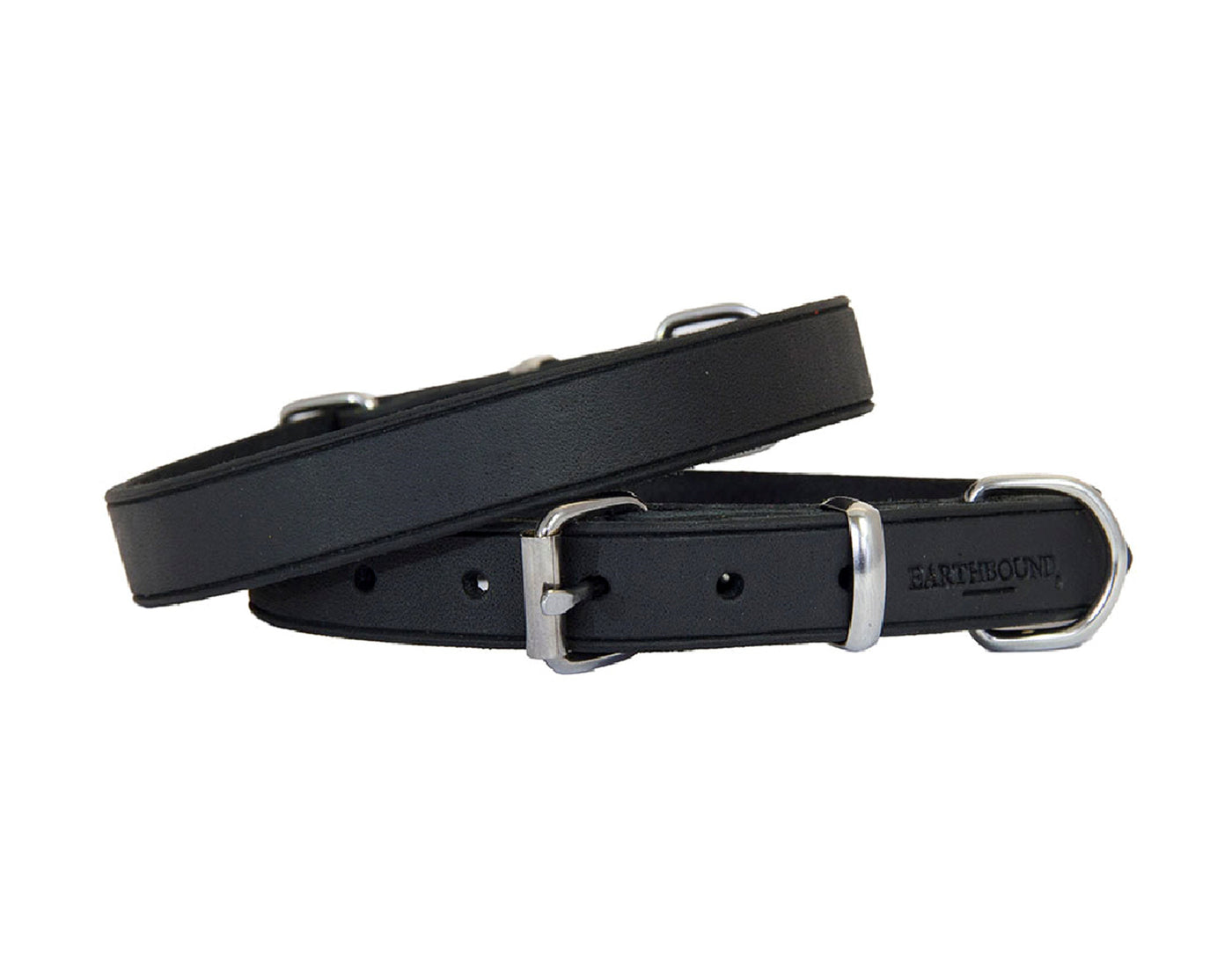 Black soft country leather dog collar 