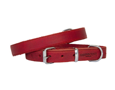 red soft country leather dog collar