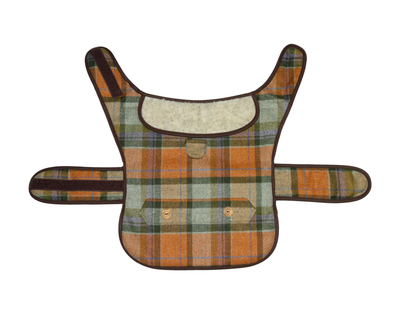 Tweed Sherpa Dog Coat Orange Check