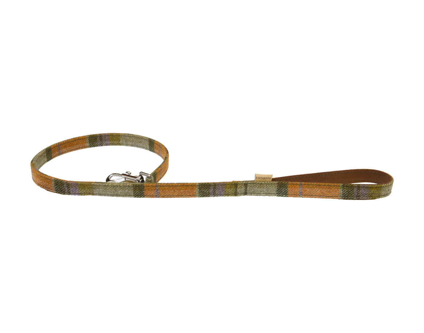 orange check tweed dog lead