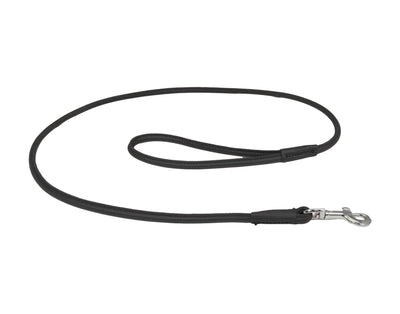 black rolled leather dog lead
