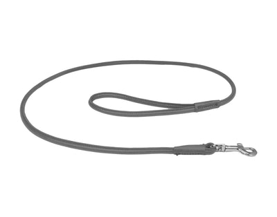 grey rolled leather dog lead