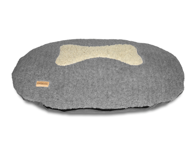 waterproof grey oval bone dog bed with removable cover