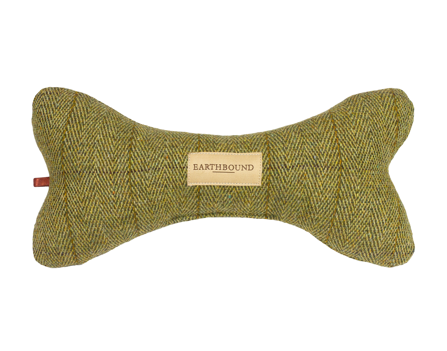 Squeaky Bone Dog Toy Tweed Green Earthbound UK
