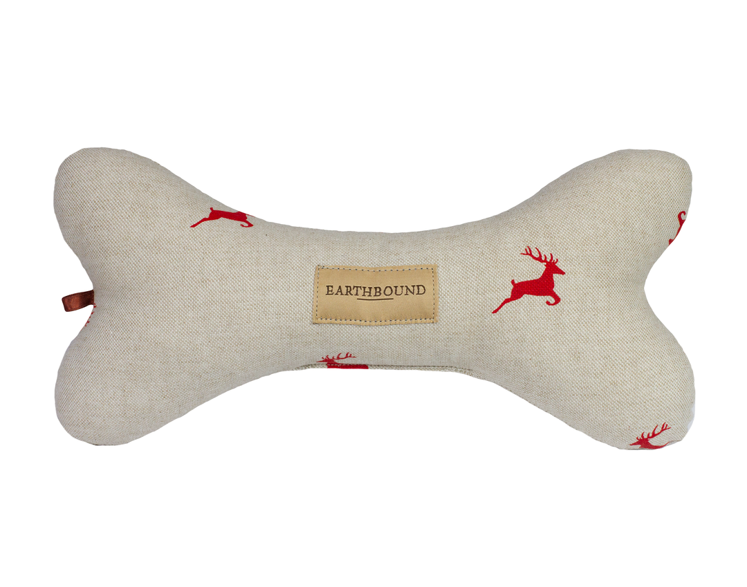 squeaky bone dog toy stag red